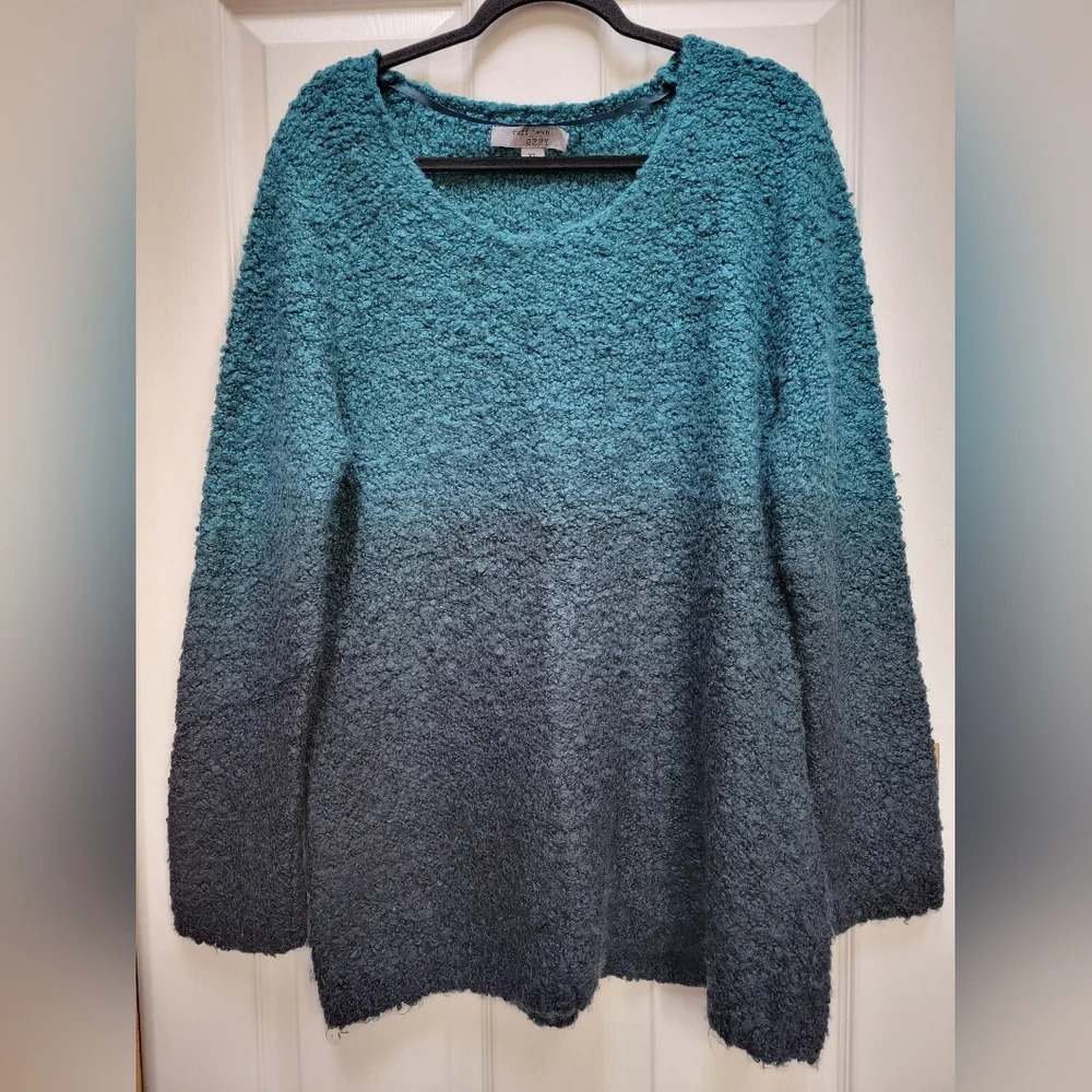 Ruff Hewn Ombre Textured Wool/Acrylic Blend Soft Crew Neck Sweater Size XL
